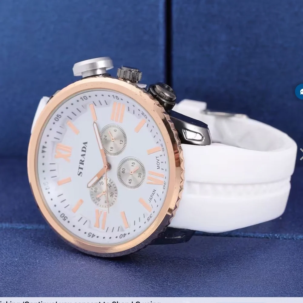 Strada Japanese Movement Steel Color false Button Dial Watch
